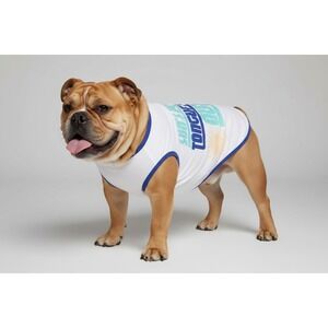 Dog Tee Suns Out Tongues Out Dog Lightweight Tank Top White Blue Graphic Size L